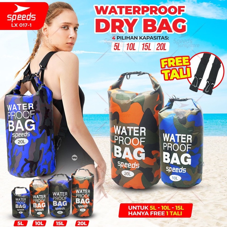 Paling Sesuai SPEEDS Tas Anti Air Renag Pantai Waterproof Dry Bag Ransel Selempang Pelampung 171
