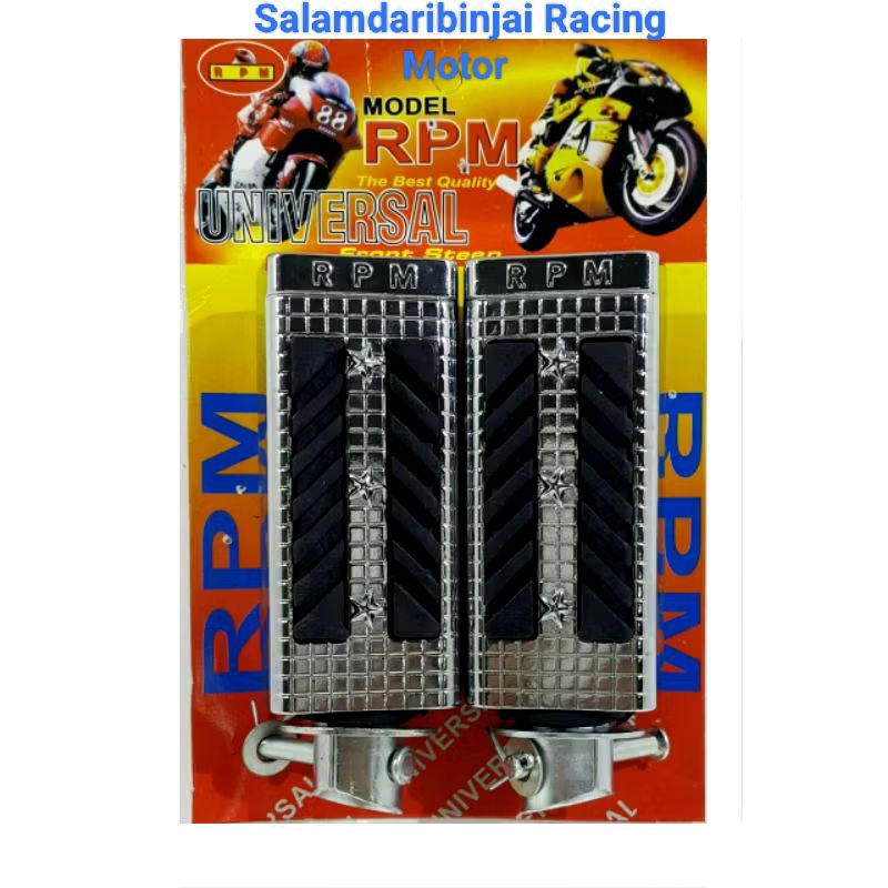 FOOTSTEP BELAKANG BESI CHROME / PIJAKAN KAKI BELAKANG BESI CHROME + KARET UNIVERSAL MOTOR HONDA