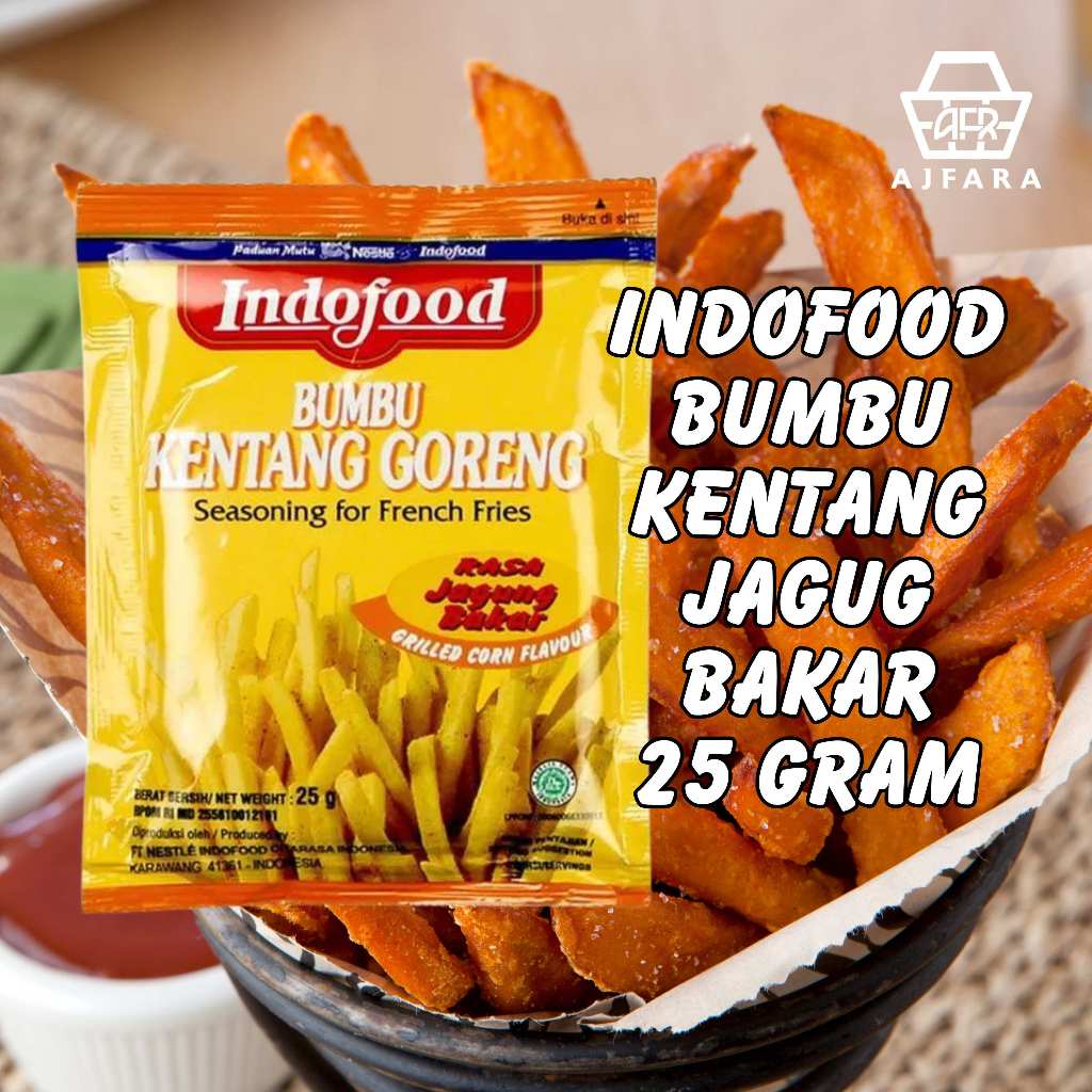 

Indofood Bumbu Kentang Goreng Barbeque 25g/Indofood Bumbu Kentang Goreng Keju 25g/Indofood Bumbu Kentang Jagung Bakar 25g
