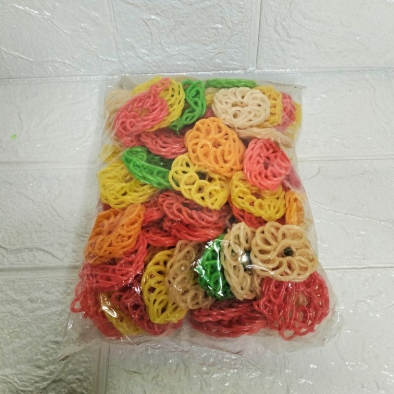 

kerupuk mawar warna warni super kemasan 250 gram - kerupuk bawang - kerupuk mekar