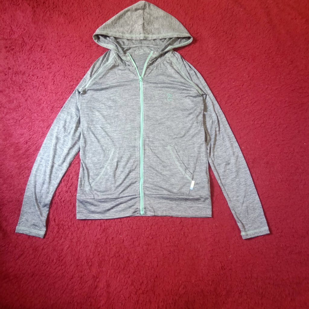Jacket Running Yoga Dry Fit Polyester Jersey Arnold Palmer warna abu misty Size S