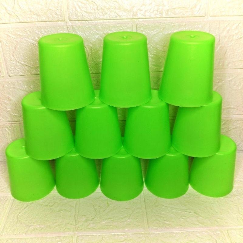12 pcs / lusin  gelas plastik 7 cm - gelas hajatan lucu polos - gelas kopi