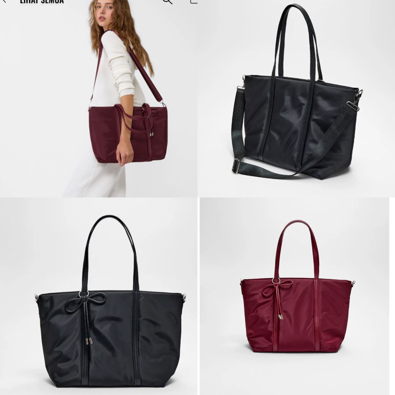 bag totebag nilon hitam Bershka totebag waffle croco ootd kampus originalstore freepaperbag |jastip_