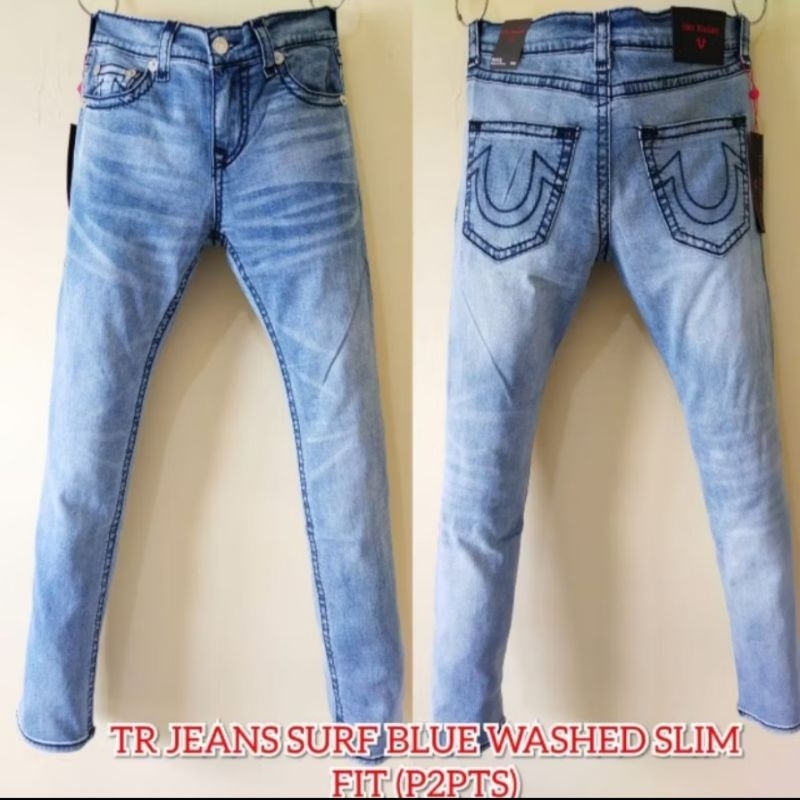 CELANA PANJANG JEANS PRIA TRUE RELIGION ORIGINAL BLUE SLIM FIT