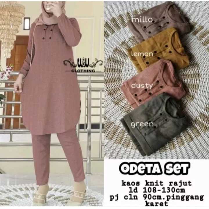 Setelan Odeta Jumbo LD 110 120 130CM XL XXL XXXL Baju Setelan Wanita Terbaru Bahan Kaos Knit Rajut S