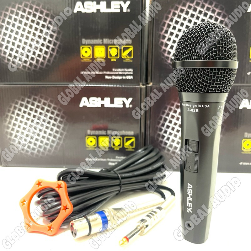 Mic Kabel Ashley A 02B Black Series Original A02 B Hitam Ashley A 02 Free Ring & Box Kabel -+4meter 