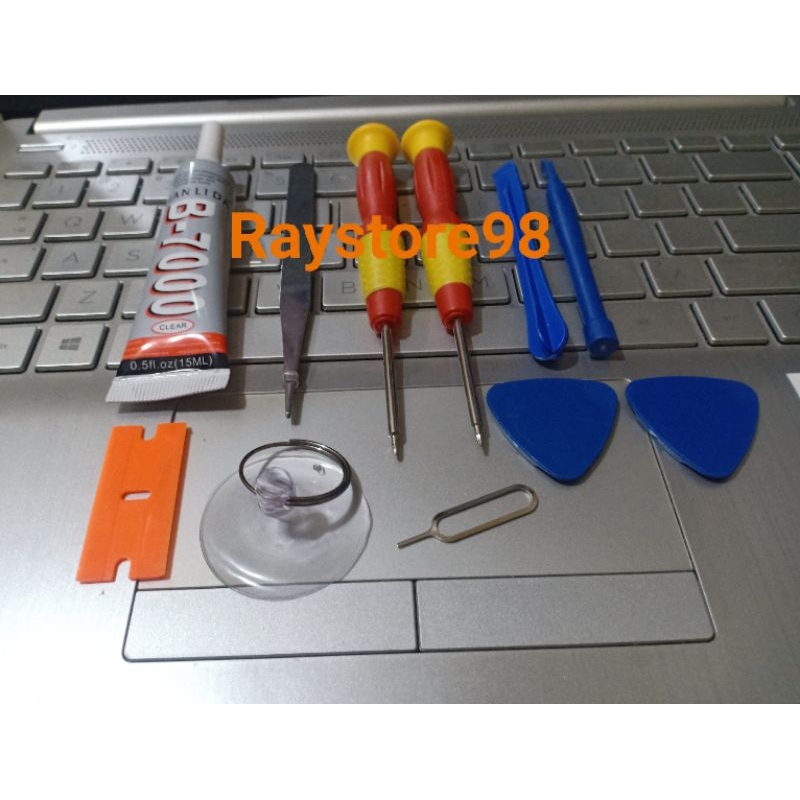 Lem B7000 15ml + Obeng 10 in 1 Termurah Obeng + Pinset + Jarum Injector + Alat Bongkar Handpone