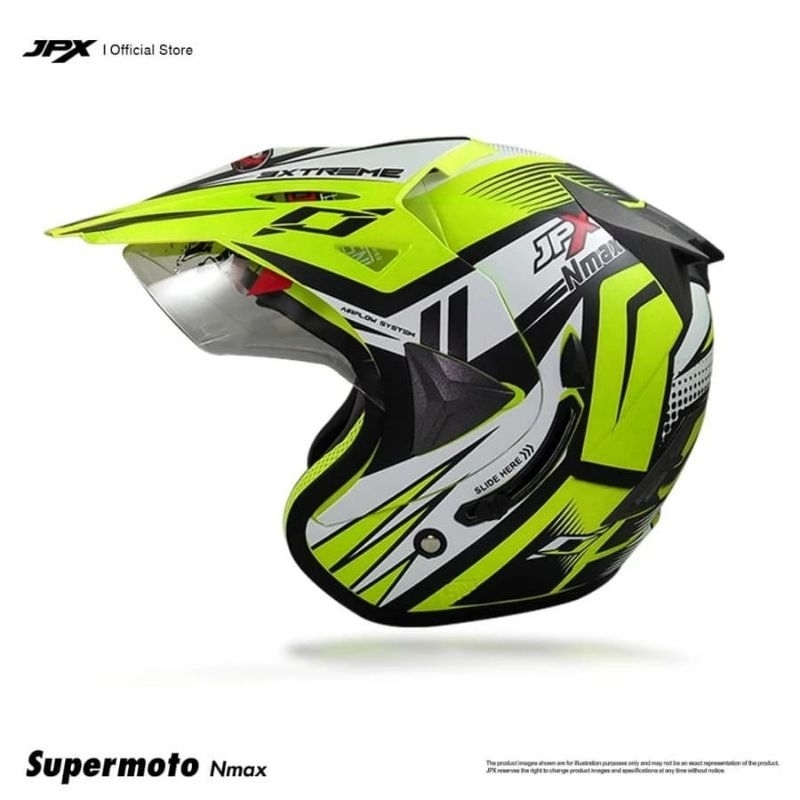 Helm supermoto JPX Nmax Hijau stabilo