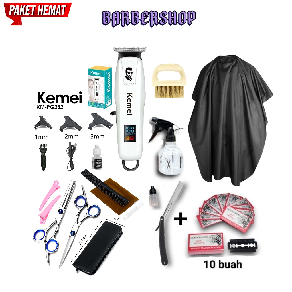 Paket Alat Cukur Rambut Elektrik Profesional Gunting Rambut Gunting Sasak Set Potong Rambut Lengkap