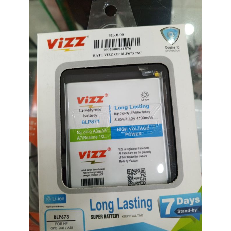 BATERAI VIZZ DOUBLE POWER FOR OPPO A3S