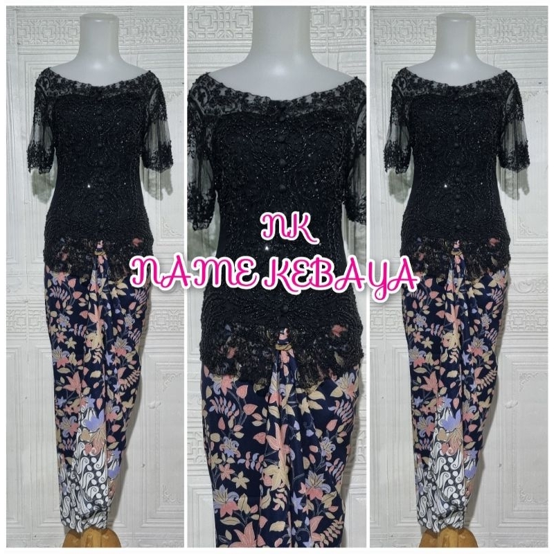 set kebaya pesta kebaya wisuda kebaya sabrina lengan pendek kebaya hitam bisa COD