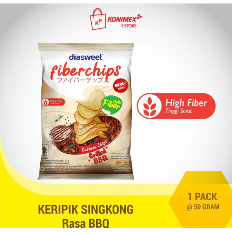 

DIASWEET FIBER CHIPS KERIPIK SINGKONG RASA BBQ 50Gr