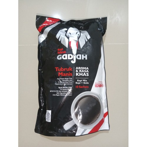 

Kopi Tubruk Gadjah Instan Mix Gula 10 Sachet x 23 gram