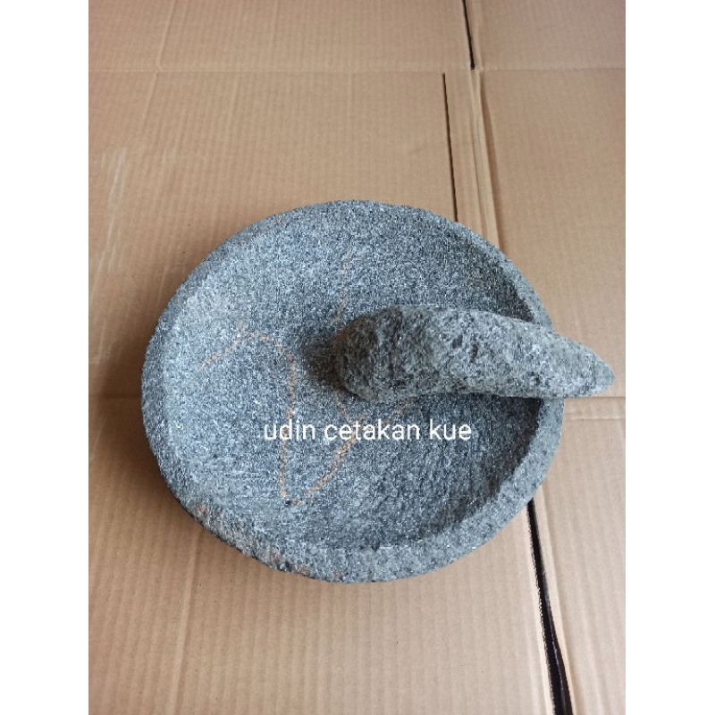 Cobek Batu Pahat Asli 28 Cm Cobek Besar Gado Gado Free Ulekan
