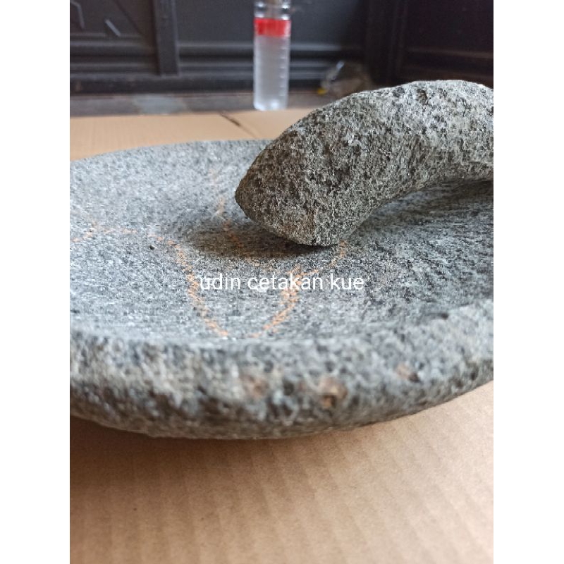 Cobek Batu Pahat Asli 40 Cm Cobek Besar Gado Gado Free Ulekan