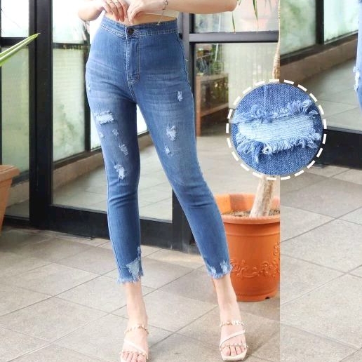 Ay00 NEW. CELANA JEANS 7/9 HW HIGHWAIST SOBEK LAPIS 5511 UKURAN 27-34