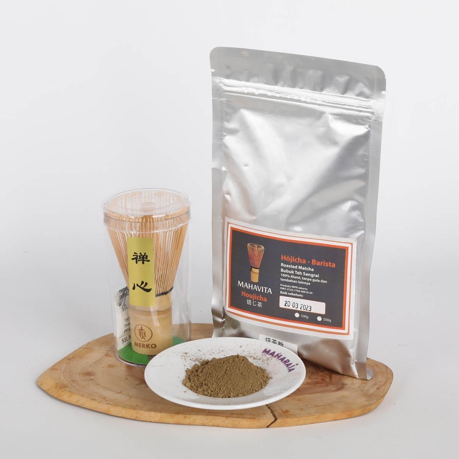 

Matcha Roasted 100g bubuk teh hijau + Chasen adukan + sendok bambu - Hojicha