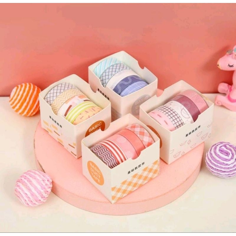 

Selotipkertas warna warni lucu Masking tape set 5 pcs Selotip kertas