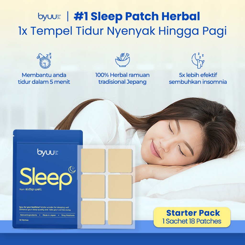 Byuu Sleep Sleeping Patch Tidur Auto Lelap Hingga Pagi hari Kkul & Melatonin 18 Patch