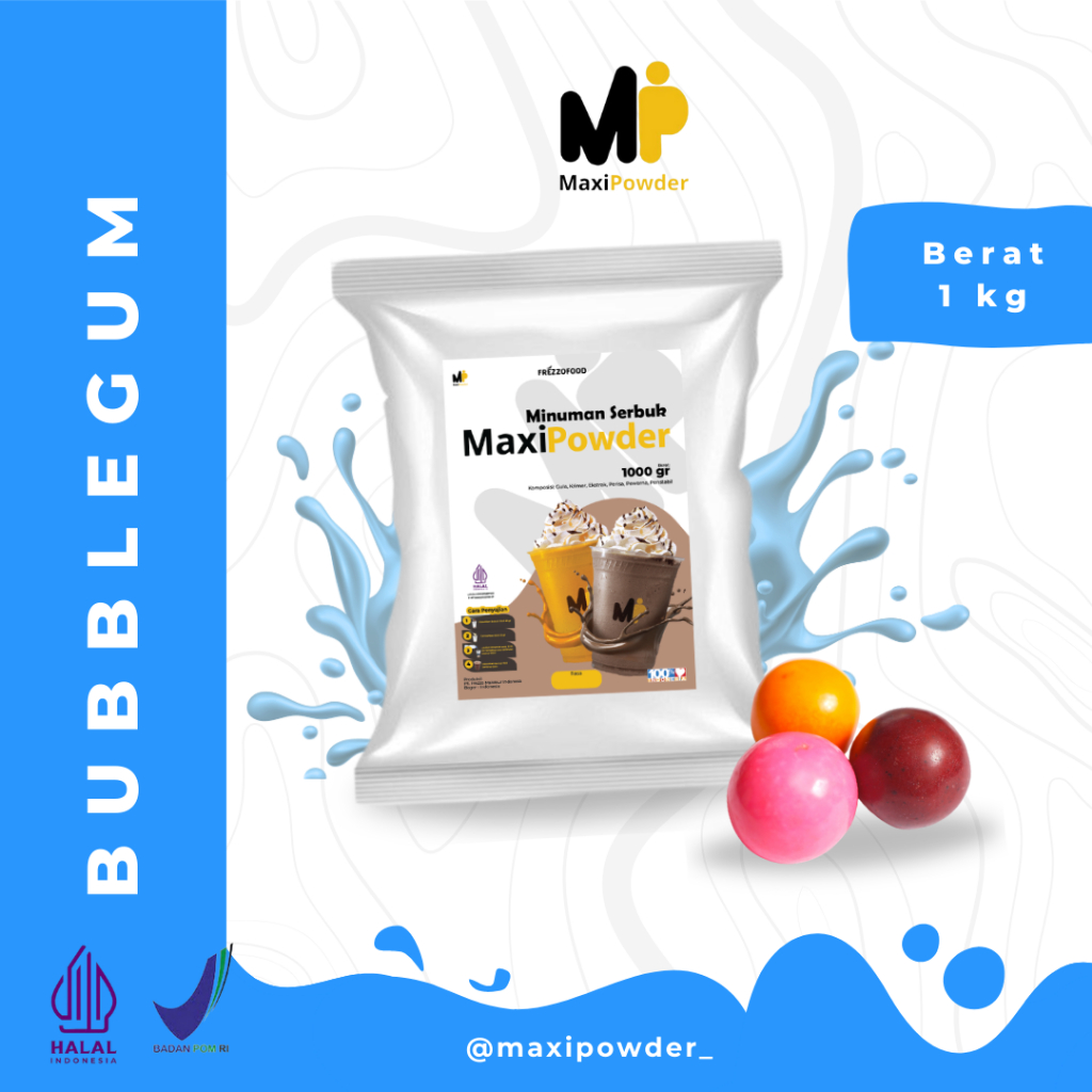 

Bubuk Minuman Rasa Bubblegum 1kg / Minuman Kekinian Bubblegumm Termurah / MaxiPowder
