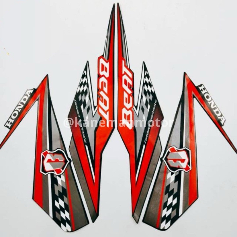 STIKER STRIPING LIS LES POLET BODY MOTOR HONDA BEAT FI ESP 2018 WARNA HITAM MERAH