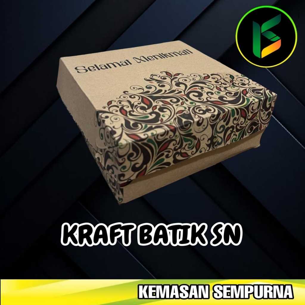 

Kraft Kotak Makan Coklat Motif BATIK 18x18 cm