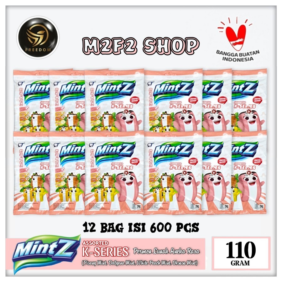 

Mintz Assorted K-Series Chewy Mints | Permen Lunak Aneka Rasa Pisang Dalgona White Peach Oksusu - 110 gr (Kemasan 12 Pack)