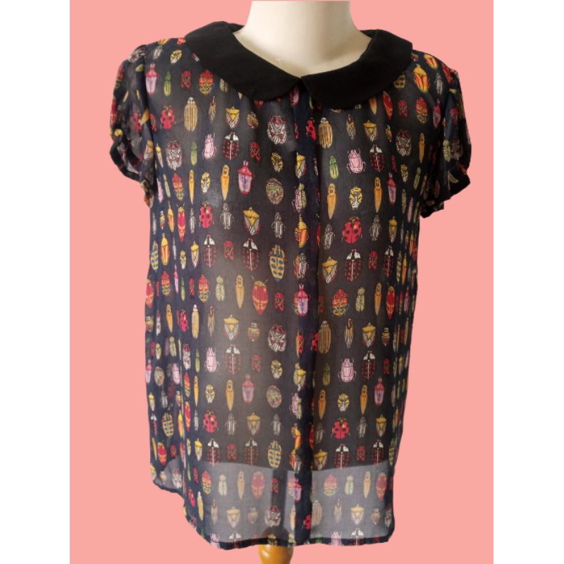 blouse sifon zara(black animal) new sale