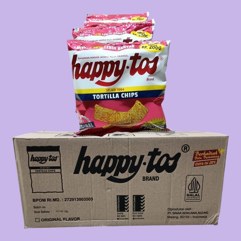 

bGF Happy TOS Tortilla Chips Rasa Orinal Snack Keripik 25gr [10 Pcs/Renceng]