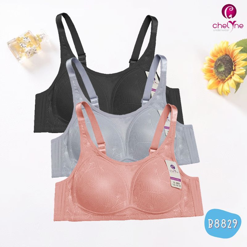 Chelyne BH Kemben B8829 / B868 Bahan Spandex Emboss Full Cup Bra Polos - Big Size Bra 38/44 Cup C - 