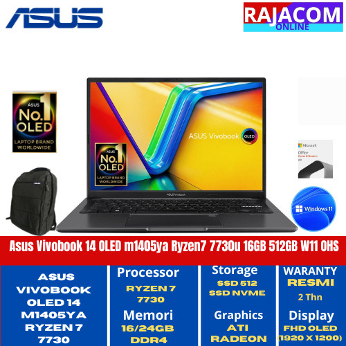 ASUS Vivobook 14 OLED M1405YA Ryzen 7-7730U SSD 1TB 14" 2.8K OLED 90Hz W11 OHS