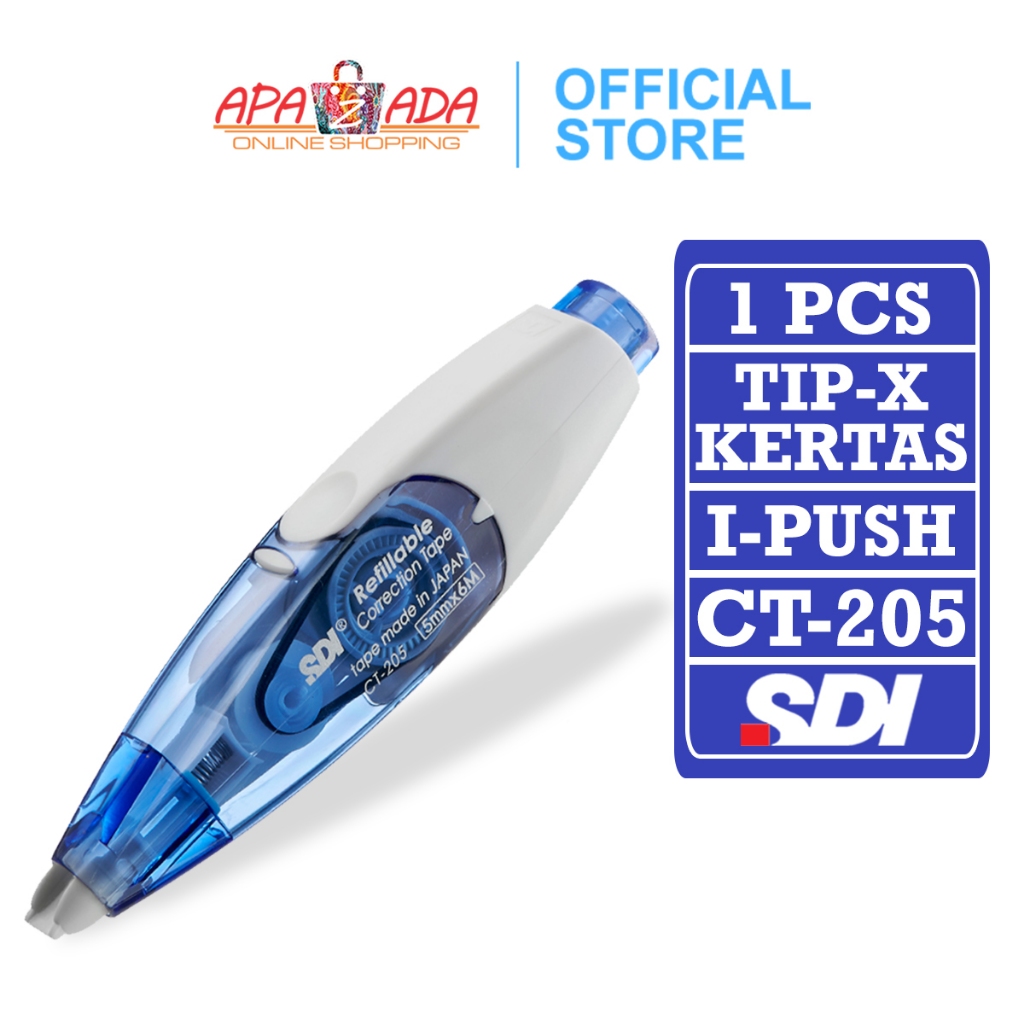 

Apazada - i-Push Correction Tape 6M / Tip Ex Kertas / Tip X Correction Pen CT-205
