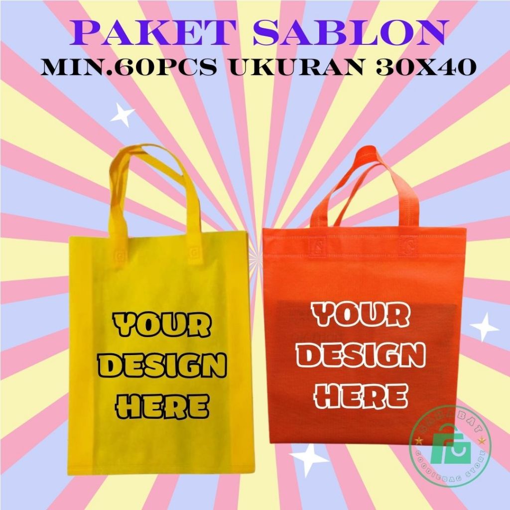 

Tas Sablon Desain 30 x 40 Min 60 pcs hajatan souvenir