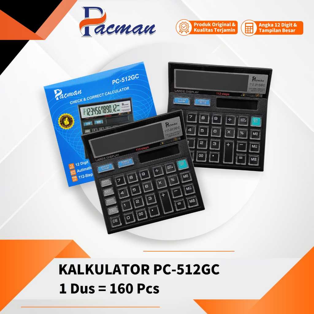 

[1 Pcs] Calculator 12 Digit Pacman PC-512GC / Kalkulator 12 Digit Pacman PC-512GC Check&Correct