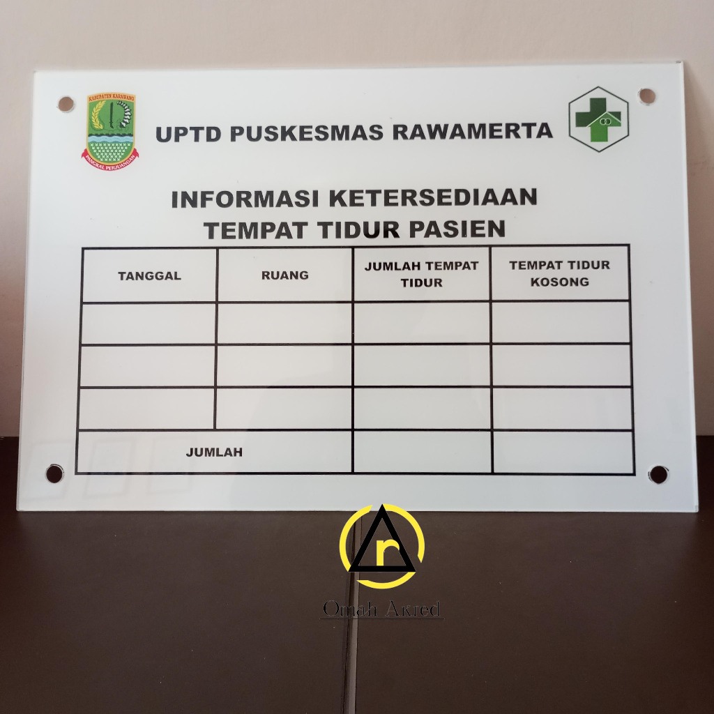 

Custom Akrilik Informasi Ketersediaan Tempat Tidur - Informasi Tempat Tidur Pasien - Akrilik Custom