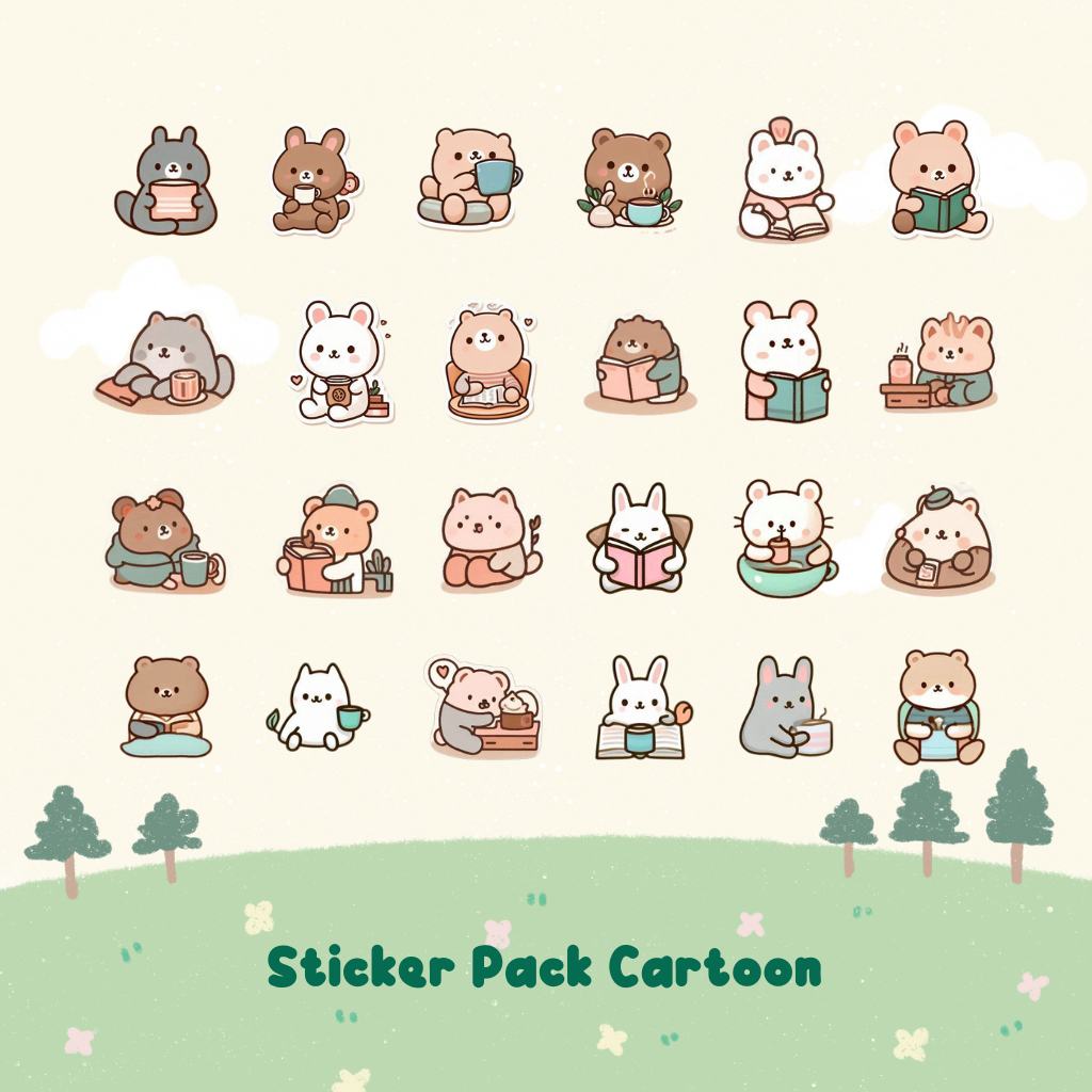 

[20-25 pcs] Sticker Pack bear Planner DIY Scrapbook Aesthetic Cute online shop sticker label sticker Sticker Seal Packing sticker tumbler laptop Deco Sticker
