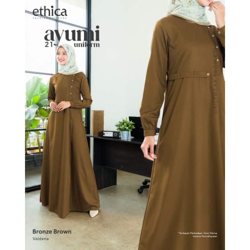 Ethica Ayumi Uniform 21 BRONZE Brown, Gamis Seragam Terbaru, Gamis PDH, Gamis ASN, Ayumi Uniform 21 