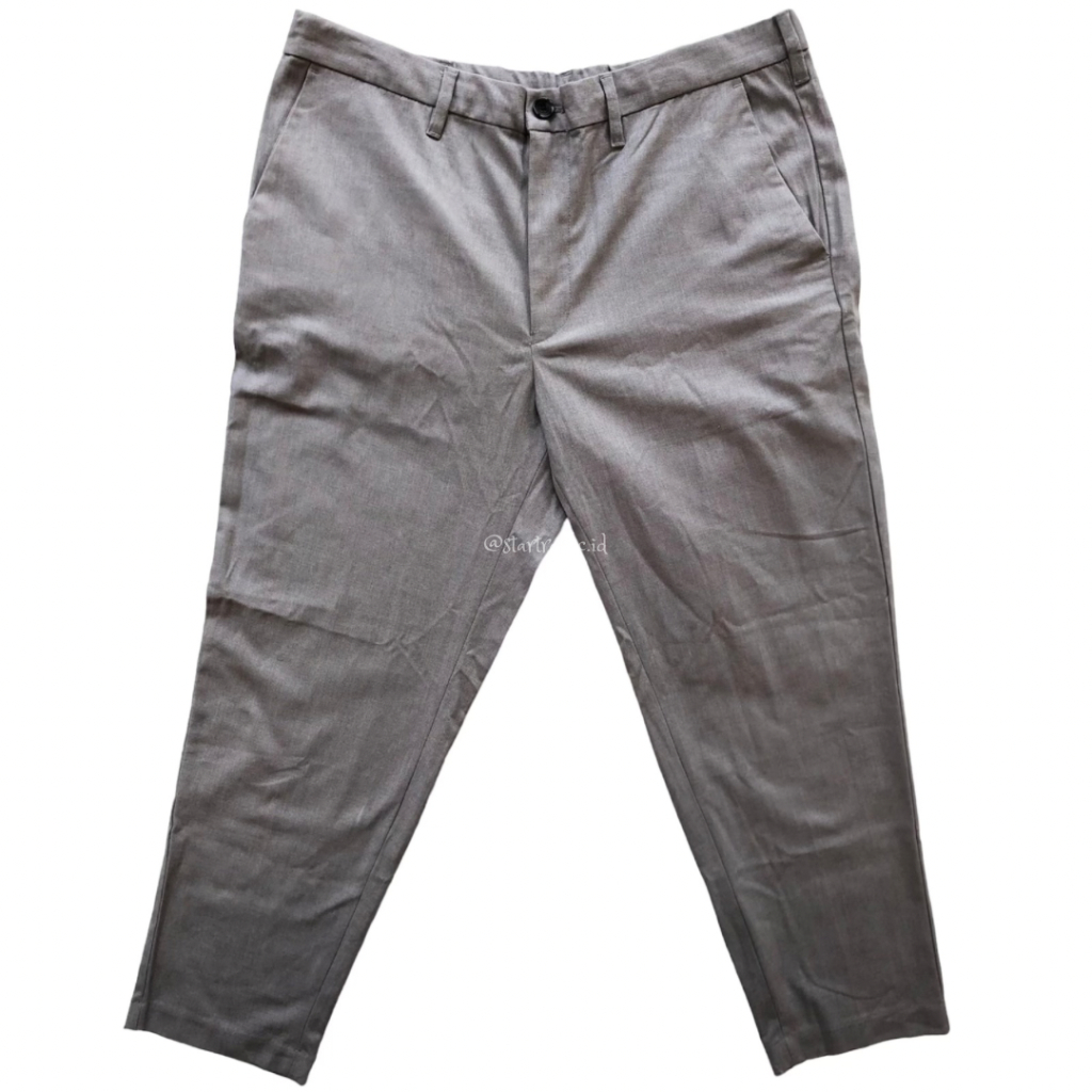 BAWAHAN CELANA STRAIGHT FIT SLACK GREY POLYESTER GU PANTS MID WAIST