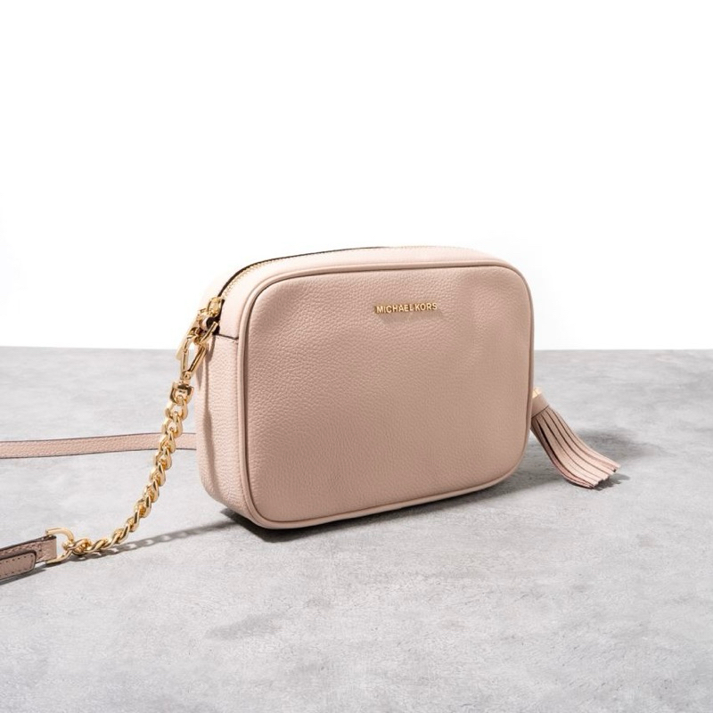 Original Michael Kors MK Jet Set Medium Camera Crossbody Bag in Grained Leather