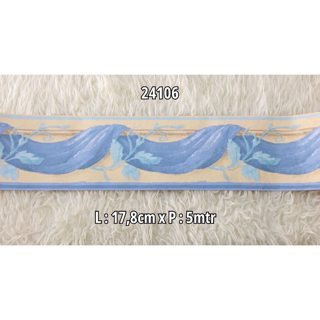 BORDERLIST PEMBATAS WALLPAPER CORAK KAIN RENDA BIRU HIJAU