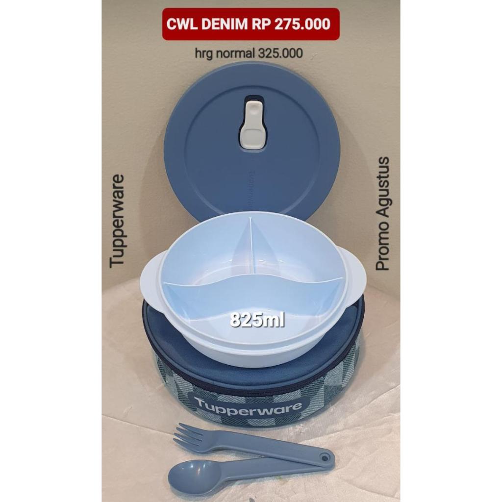 TUPPERWARE CRYSTALWAVE LUNCH BOX DENIM - LUNCH BOX SET GRATIS CUTLERY DAN TAS LUNCH BOX