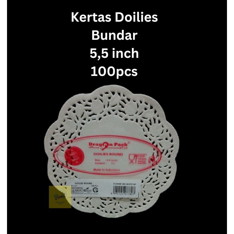 Kertas Doilies Round 5,5 inci - Kertas Alas Kue Bundar - Alas Toples -  Kertas Renda - Kertas Kue - 