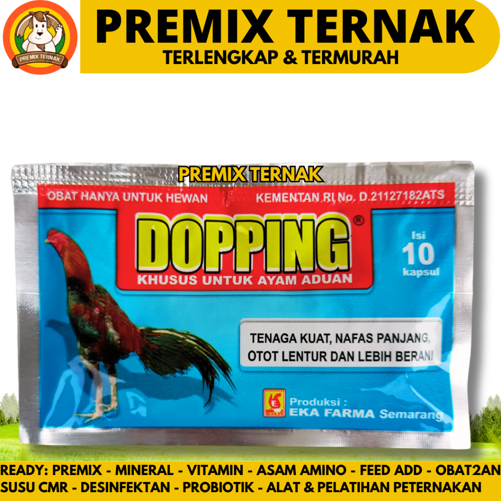 DOPPING AYAM 10 KAPSUL (1 SACHET) EKA FARMA - Suplemen Penambah Stamina Ayam Aduan Laga - Doping Aya