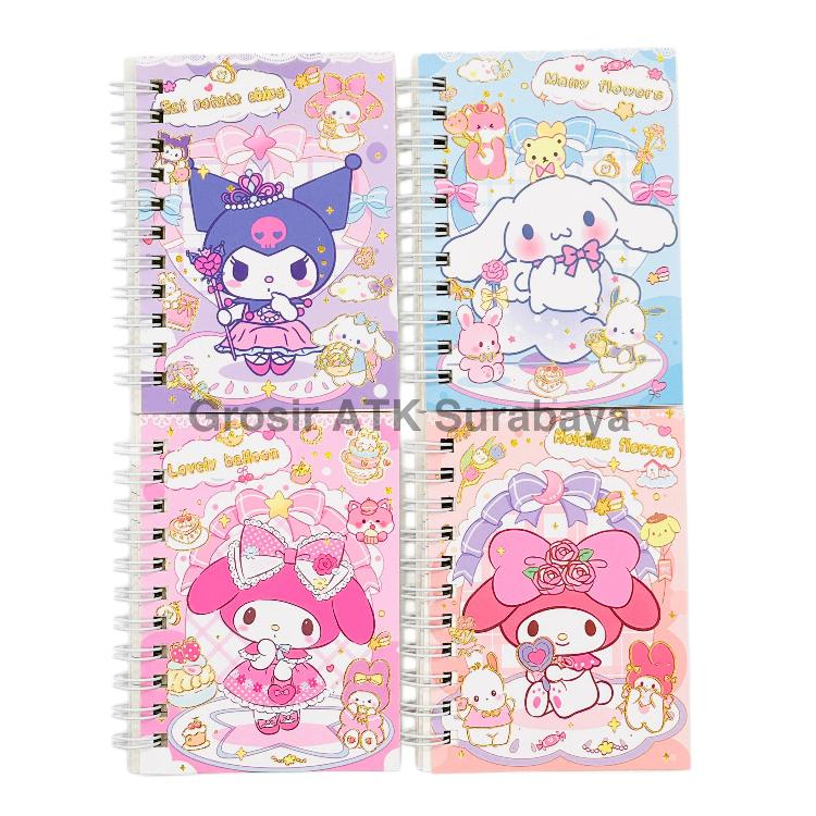 

Notebook Note Book Buku Agenda Diary Notes Spiral A7 Sanrio Kuromi Cinnamorol My Melody