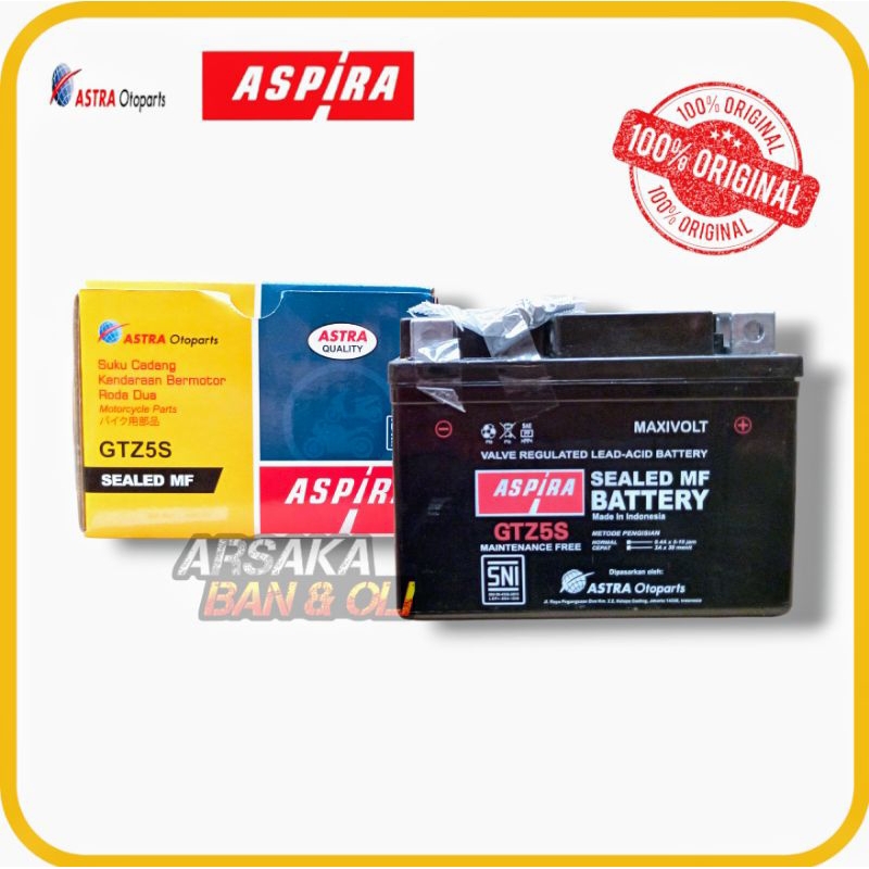 AKI ASPIRA GTZ5S AKI KERING aki motor beat, kharisma original