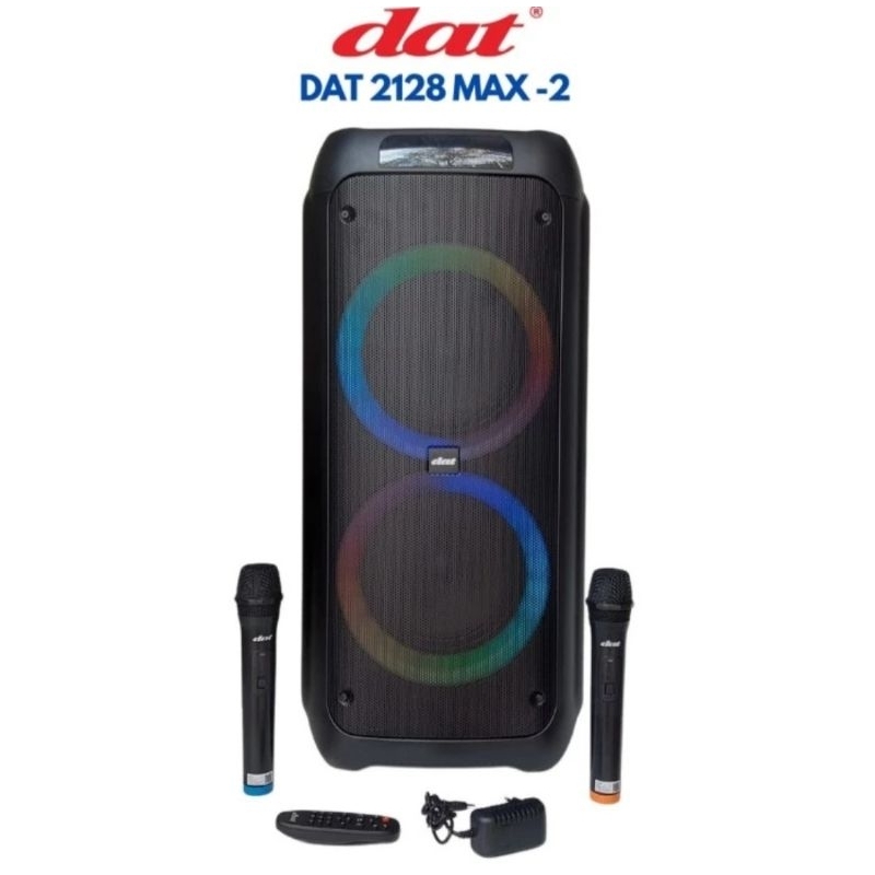 Speaker Portable Wireless DAT DT 2128 MAX 2 Original 2128max Double 8 inch Bluetooth - USB