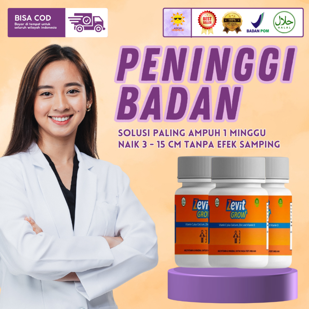 [ BEST SELLER ] ZEVIT GROW - PENINGGI BADAN / SUPLEMEN PENINGGI BADAN / PENINGGI DEWASA / ORIGINAL B