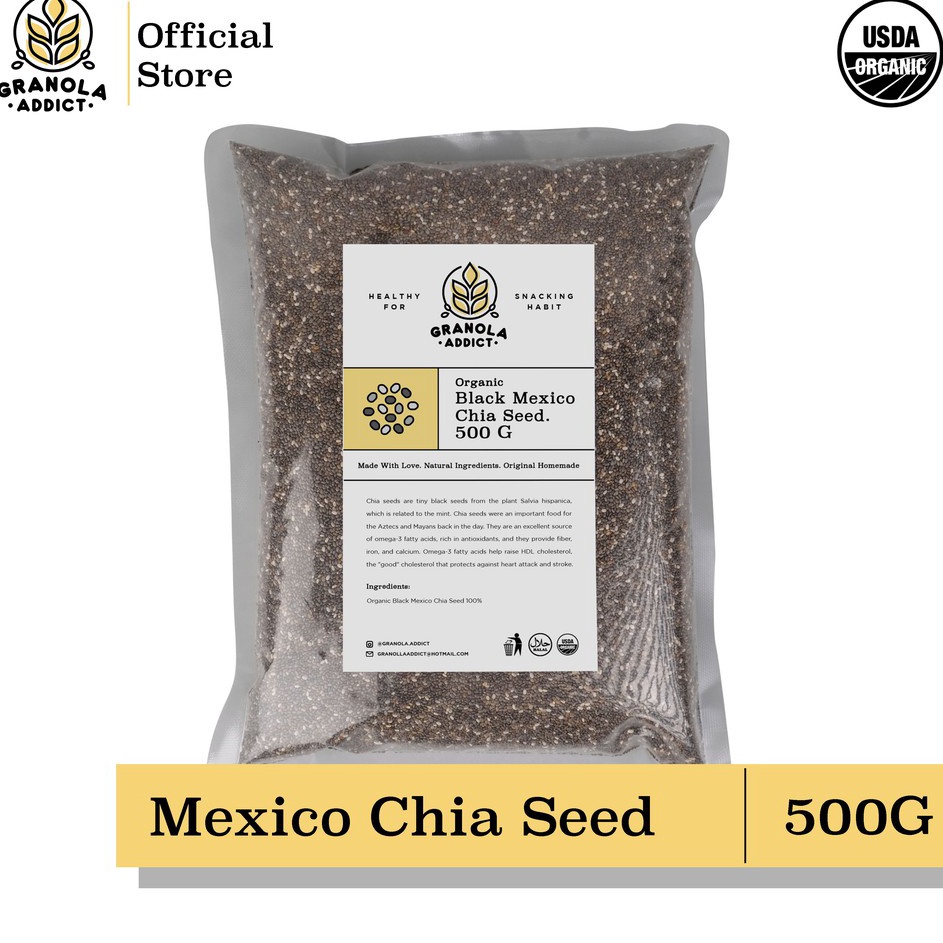 

DISKON SPESIAL Granola Addict Black Chia Seed Mexico Organic Organik 5G