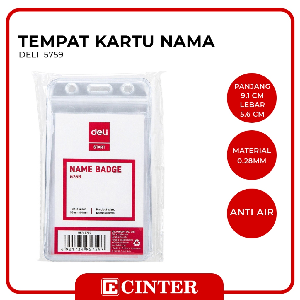 

DELI - ID CARD / NAME TAG / TEMPAT KARTU NAMA DELI E5759 PVC 68X118X0.28MM ( DLN0003730)