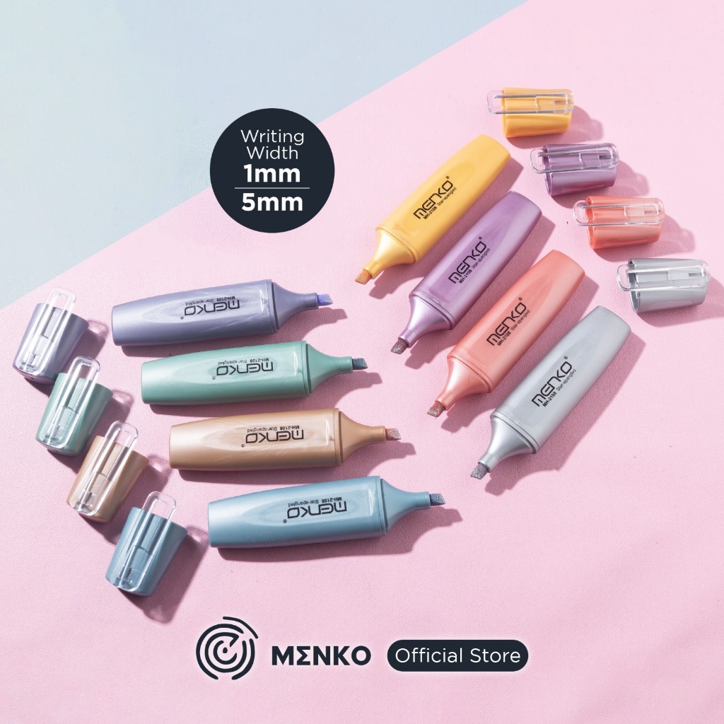 

MENKO Glitter Highlighter Metalic Color / Stabillo / Penanda Tulisan Warna Metalik MH-2108